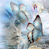 La dame aux papillons animerad GIF