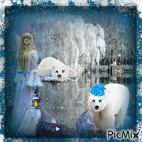 oso polar  de navidad Gif Animado