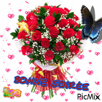 roses et papillons - GIF animado gratis