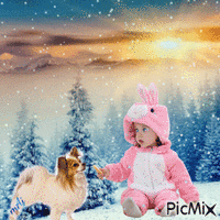 Concours "Bébé dans la neige" - GIF animé gratuit