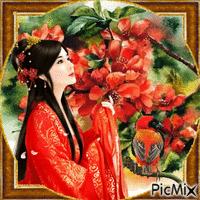 Spring oriental composition GIF animasi