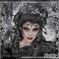 Portrait femme gothic en noir et gris