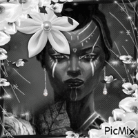 WOMAN IN BLACK WHITE AND GRAY - Безплатен анимиран GIF
