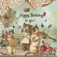 Happy birthday vintage cats