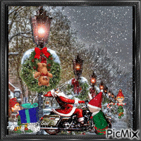 Père Noel en Moto - GIF animé gratuit