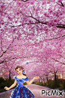 Meisje en bomen - Безплатен анимиран GIF