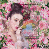 Japanese Woman in roses