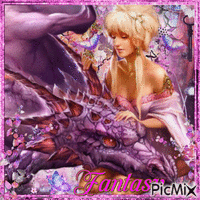 Fantasy dragon with a woman