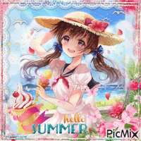 hello summer  - anime ice cream - GIF animé gratuit