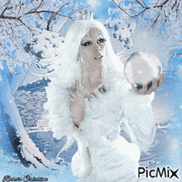 Concours : Femme d'hiver avec sa lumière magique - GIF animé gratuit