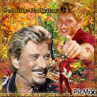 Portrait of Johnny Hallyday smiling, in autumn - GIF animé gratuit