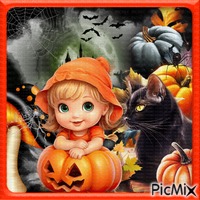 Bébé d'Halloween - tons noir et orange. - Animovaný GIF zadarmo