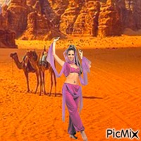 Belly dancer and camels - GIF animé gratuit