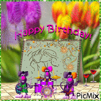 открытка " С днём рождения". animowany gif