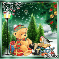 Mon ours de Noël. - Zdarma animovaný GIF