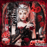 Gothic portrait in red and black