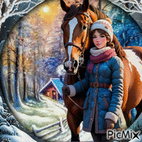 Mujer y caballo - GIF animé gratuit