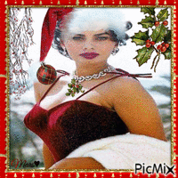 mujer hermosa   sofia loren con el gorro de navidad Animated GIF