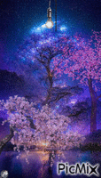 Luz entre árboles анимиран GIF