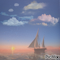 voilier en haute mer - Безплатен анимиран GIF