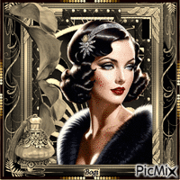Portrait of lady in art deco style... - Free animated GIF