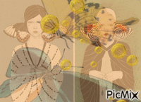 Mujeres mariposa animovaný GIF