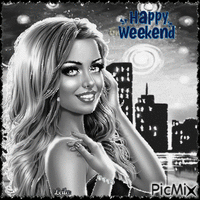 Happy Weekend. Woman, black and silver - Darmowy animowany GIF