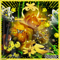 fleurs jaunes - GIF เคลื่อนไหวฟรี