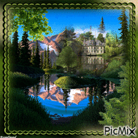 Burg in einer schönen Landschaft - Gratis animerad GIF