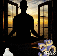 Meditación al amanecer animovaný GIF