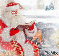 Santa Reading - Бесплатный анимированный гифка