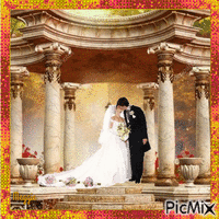 bride and groom geanimeerde GIF