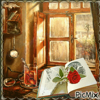 livre avec fleur à l’intérieur - Bezmaksas animēts GIF