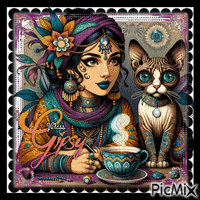 ▒▓█✨🔮the Gypsy and the cat.🔮✨█▓▒ - GIF animé gratuit