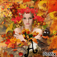 autumn lady - GIF animé gratuit