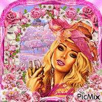 Belle femme en  rose ! - GIF animasi gratis