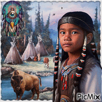 Kind der amerikanischen Ureinwohner - GIF animado grátis