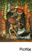 santa down the chimney - GIF animasi gratis
