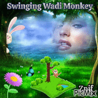 Swinging Wadi monkey - GIF animado gratis