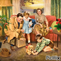 Familie - Vintage animovaný GIF