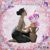 Smell the flowers GIF animado