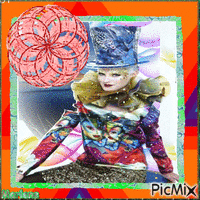 Portrait Woman Colors Carnaval Fashion Hat Deco Glitter Fashion Glamour animált GIF