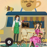 Concours : Un café, les amis ? - Free animated GIF
