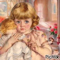 Vintage little girl-contest - Безплатен анимиран GIF