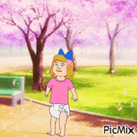 Baby in park animuotas GIF