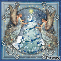 Christmas Tree and Angels - Darmowy animowany GIF