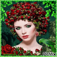 Woman and colors red and green - Zdarma animovaný GIF
