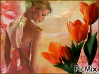 femme orange animált GIF
