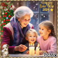 Concours : Grand-mère et petit-enfant - Nouvel an - GIF animé gratuit