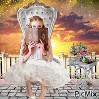 fairy  tail princess sitting in the garden of friendship - Безплатен анимиран GIF